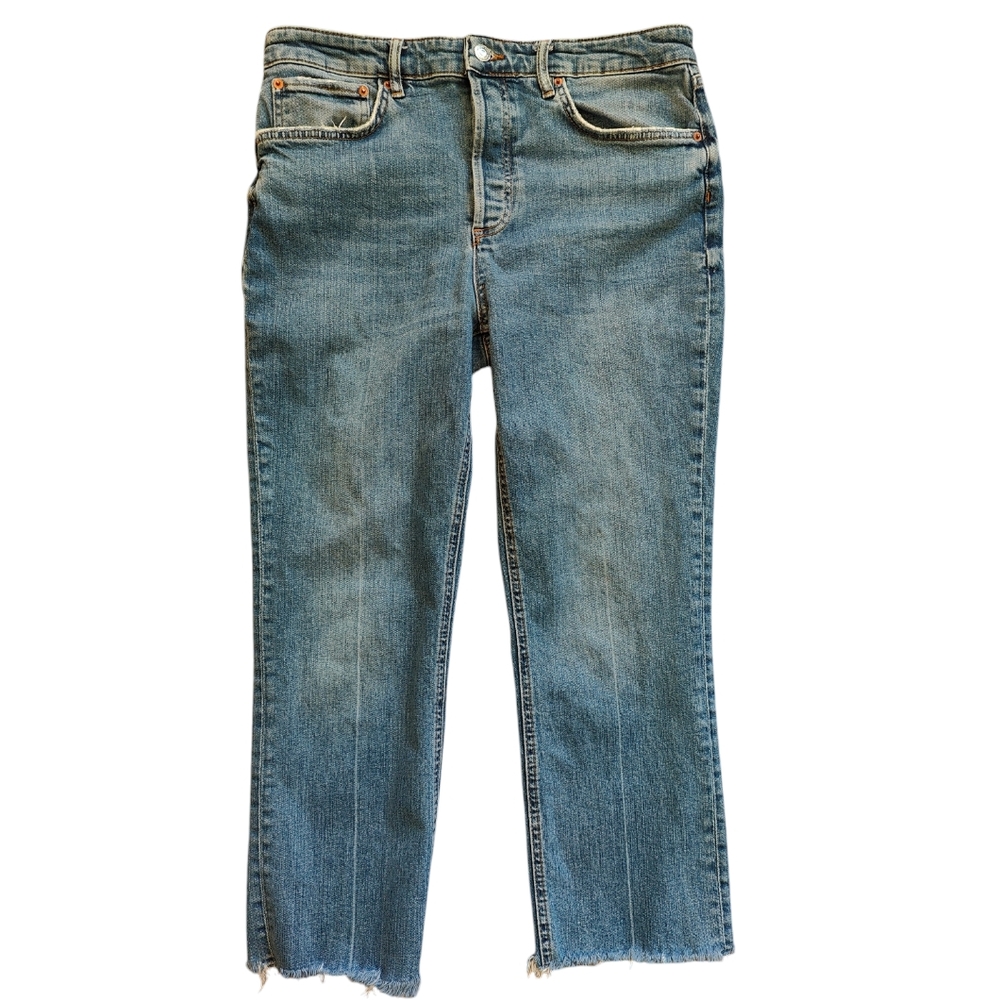 ZARA The Dreed Button Fly Frayed Hem Cropped